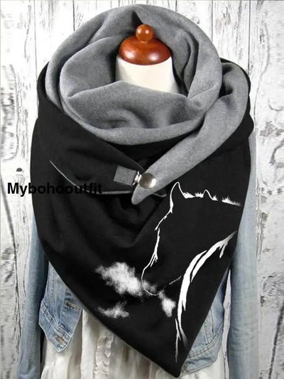 Vintage Horse Art Print Casual Scarf A / Jm