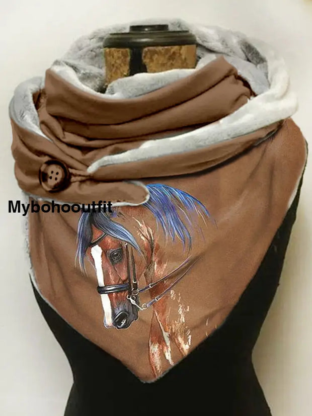 Vintage Horse Art Print Casual Scarf A / Jm