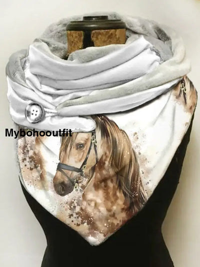 Vintage Horse Art Print Casual Scarf A / Jm