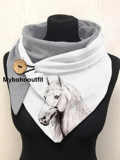 Vintage Horse Art Print Casual Scarf A / Jm