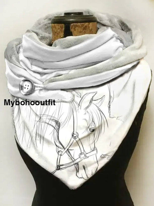 Vintage Horse Art Print Casual Scarf A / Jm