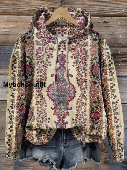 Vintage Lovely Floral Art Print Casual Sweatshirt Multicolor / S