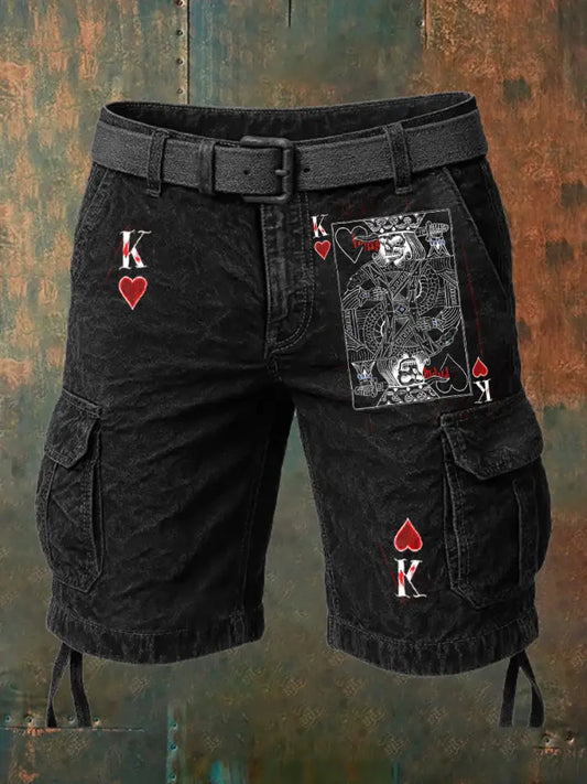 Vintage Poker Art Casual Cargo Shorts A / S