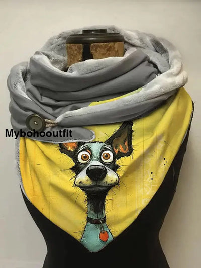 Vintage Puppy Art Print Casual Scarf A / Jm