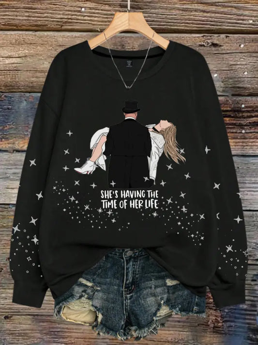 Women’s 8789 Diva Engaged Era Printed Sweatshirt Black / S