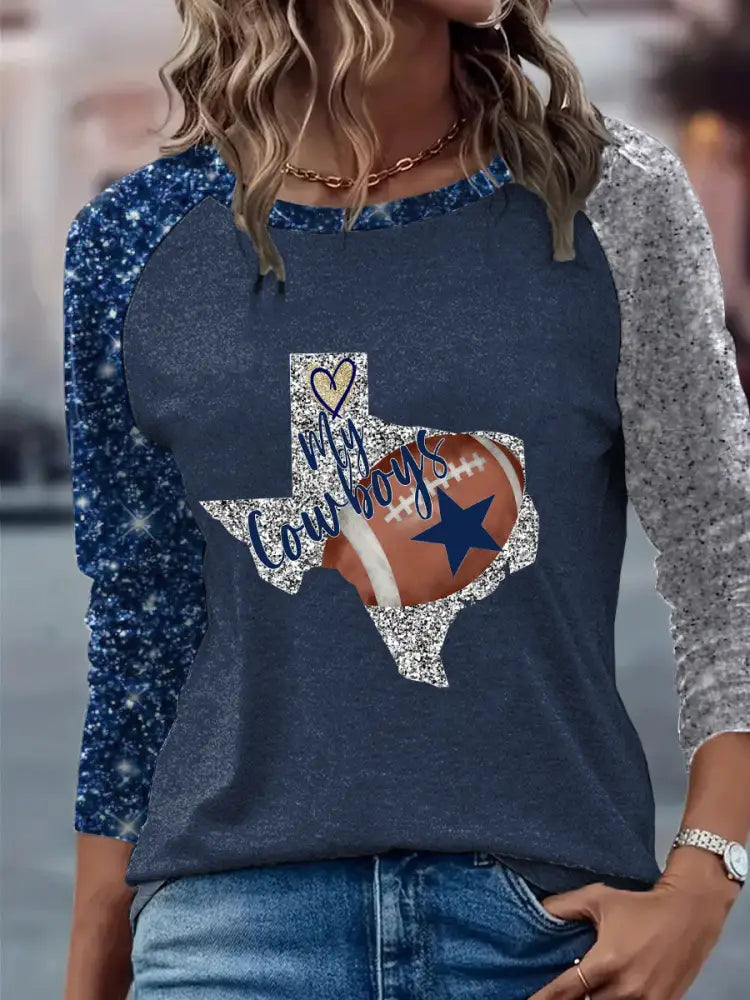 Women’s American Football Long Sleeve T Shirt Navy Blue / S