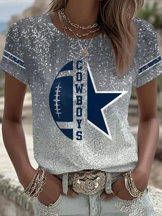Women’s American Football Print Casual T shirt As picture / S