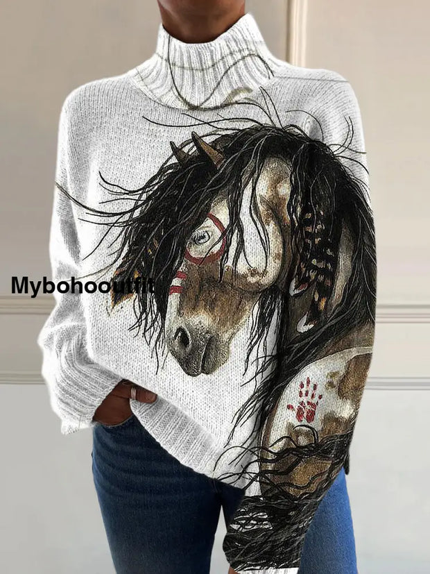 Women’s Art Vintage Print Casual Chic Sweater Pullover A / S