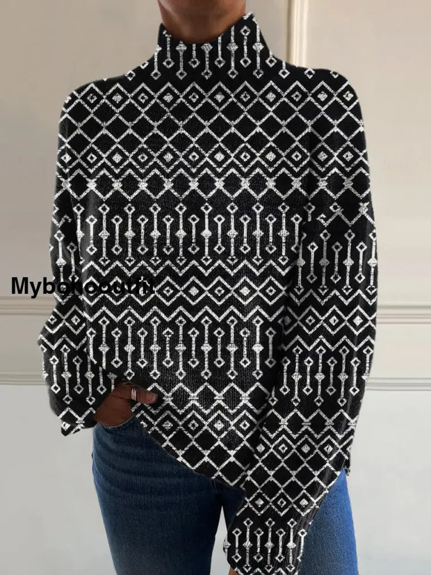 Women’s Art Vintage Print Casual Chic Sweater Pullover A / S