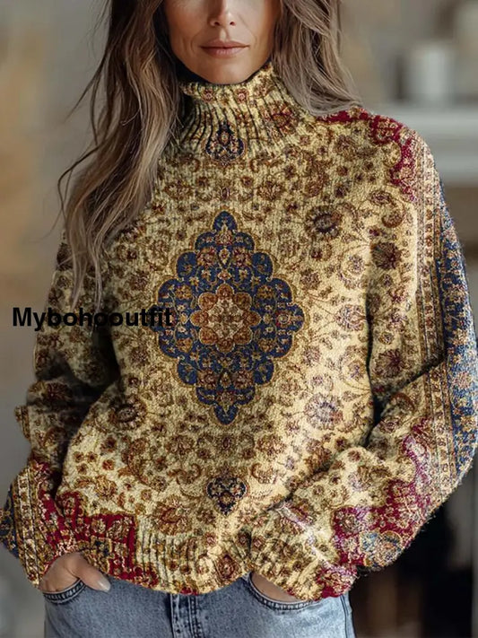 Women’s Art Vintage Print Casual Chic Sweater Pullover A / S