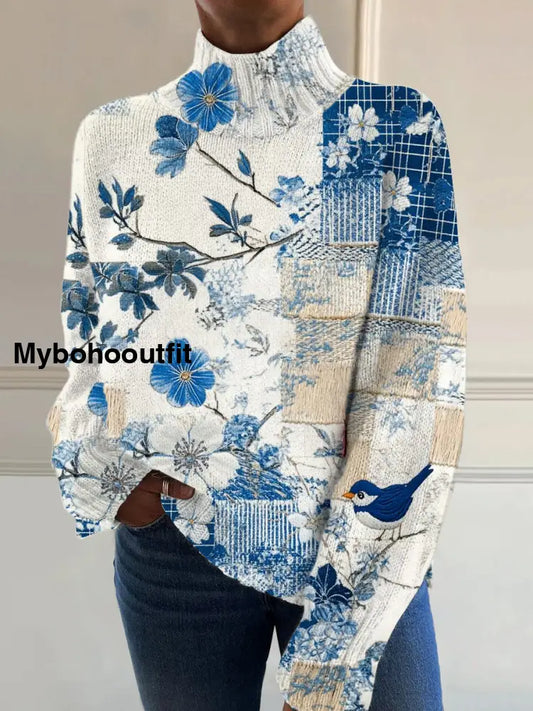Women’s Art Vintage Print Casual Chic Sweater Pullover A / S
