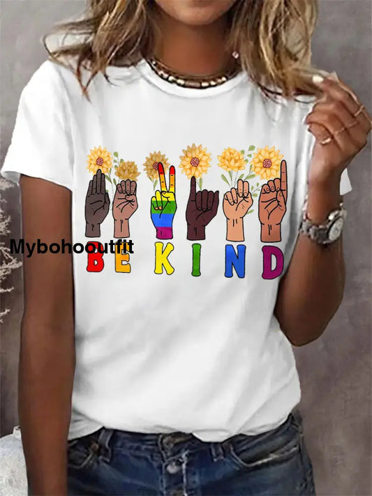 Women’s Be Kind Pride Month Casual Tee White / S