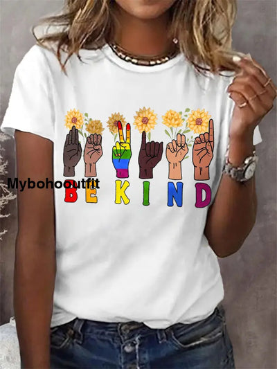Women’s Be Kind Pride Month Casual Tee White / S