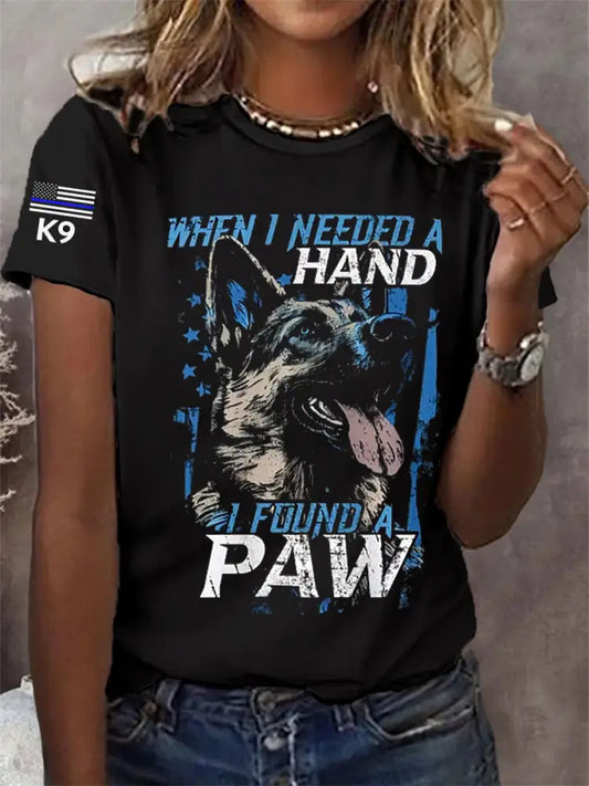 Women’s Blue Line Patriotic K9 Police Officer Dog T-Shirt Black / S