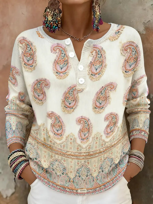 Women’s Boho Breast Cancer Awareness Floral Art Printed Tops White / S