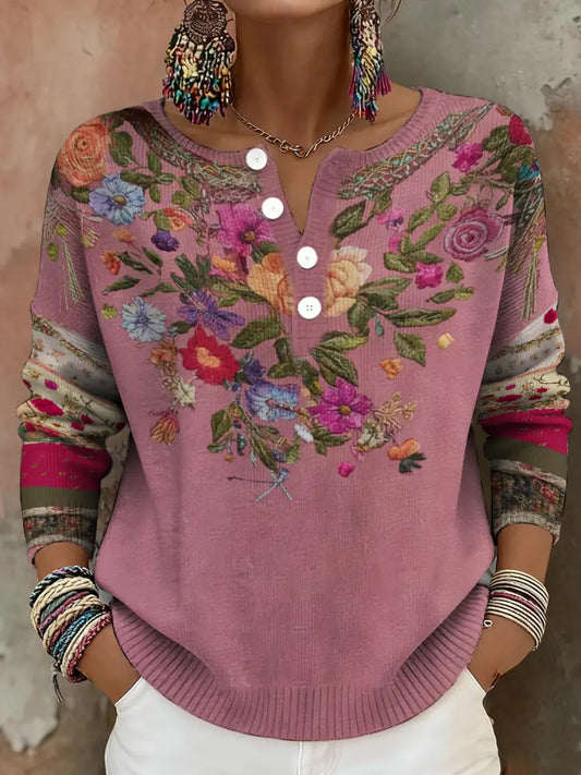 Women’s Breast Cancer Awareness Floral Art Printed Tops Pink / S