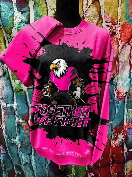 Women’s Breast Cancer Awareness Month Football Fans Tie Dye Sweatshirt Rose Red / S