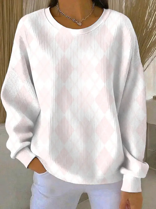 Women’s Breast Cancer Pink Print Casual Sweatshirt As picture / S