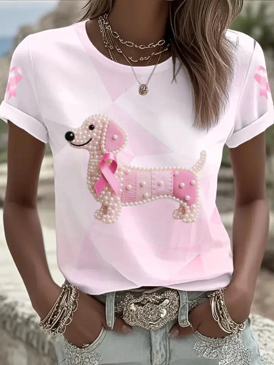 Women’s Breast Cancer Printed T shirt As picture / S