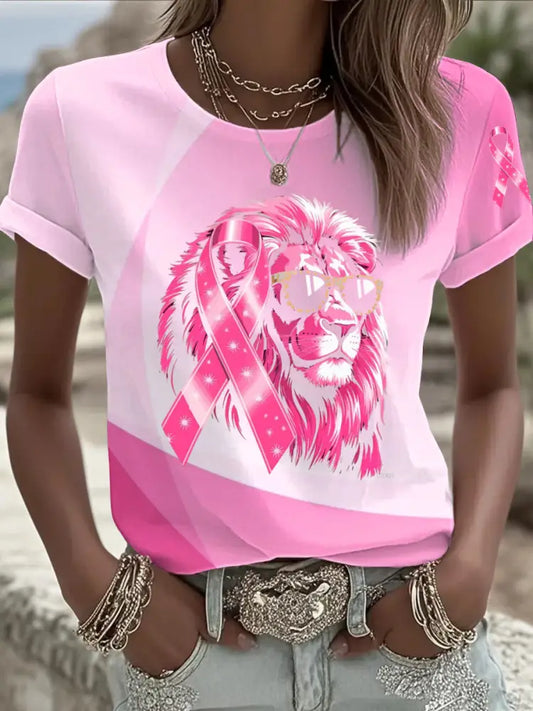 Women’s Breast Cancer Printed T shirt As picture / S