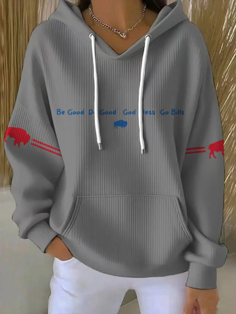 Women’s Buffalo Football Lover Printed Hoodie Light Gray / S
