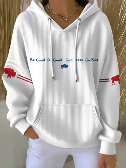 Women’s Buffalo Football Lover Printed Hoodie White / S