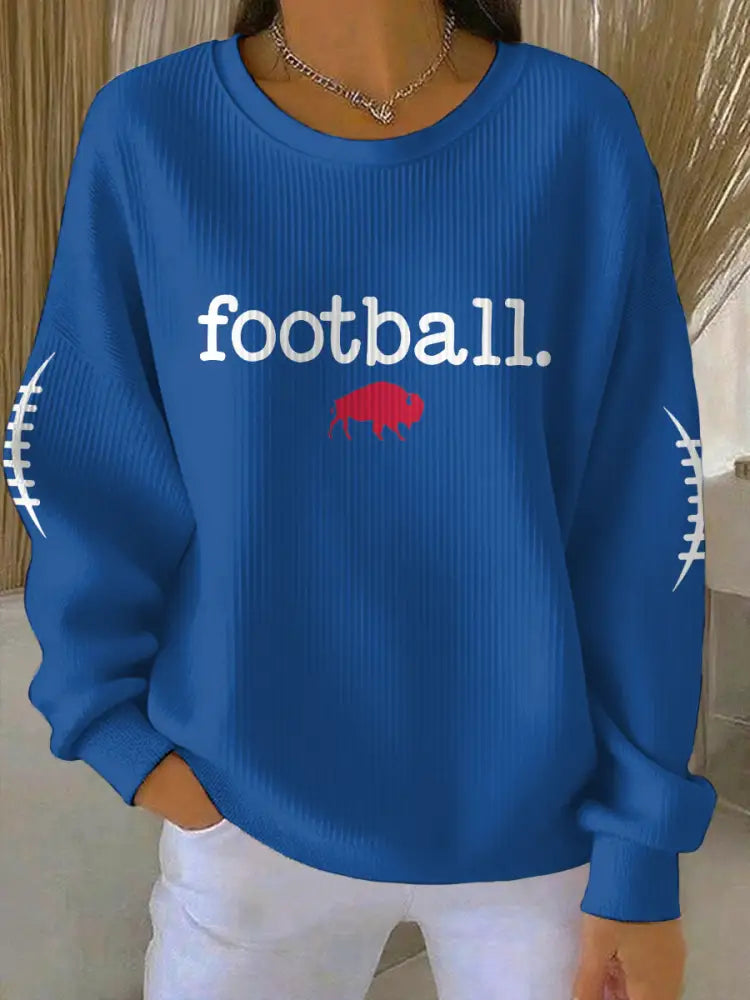 Women’s Buffalo Football Lover Printed Sweatshirt Blue / S