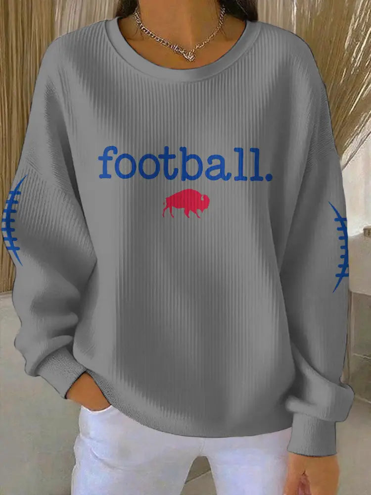 Women’s Buffalo Football Lover Printed Sweatshirt Light Gray / S