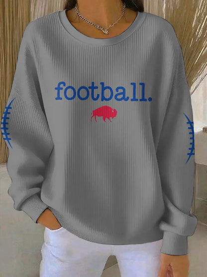 Women’s Buffalo Football Lover Printed Sweatshirt Light Gray / S