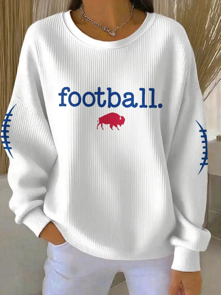 Women’s Buffalo Football Lover Printed Sweatshirt White / S