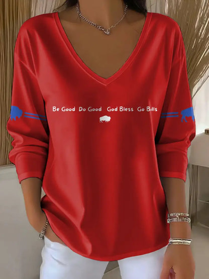 Women’s Buffalo Football Lover Printed Tops Red / S