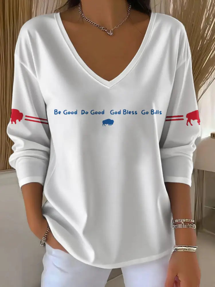 Women’s Buffalo Football Lover Printed Tops White / S