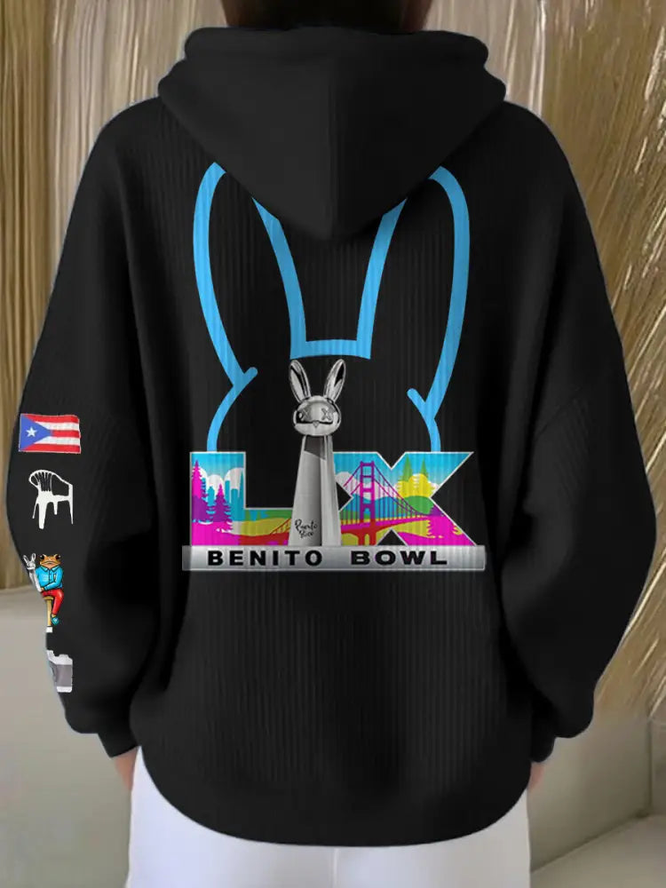 Women’s Bunny Football Music Lover Printed Hoodie