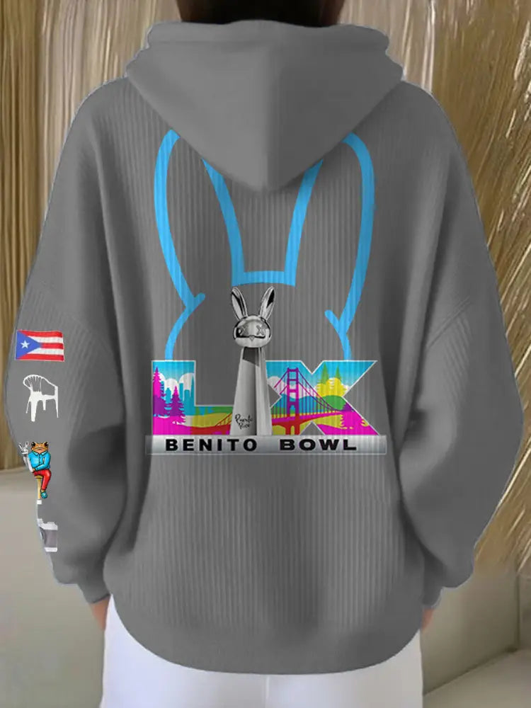 Women’s Bunny Football Music Lover Printed Hoodie