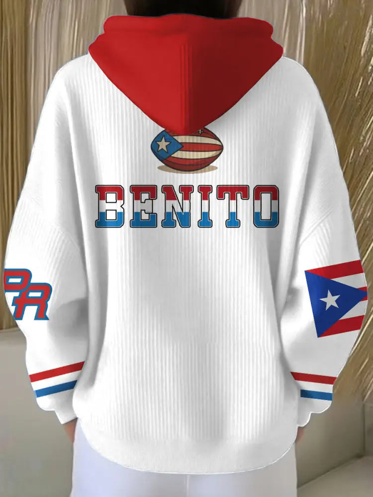 Women’s Bunny Football Music Lover Printed Hoodie