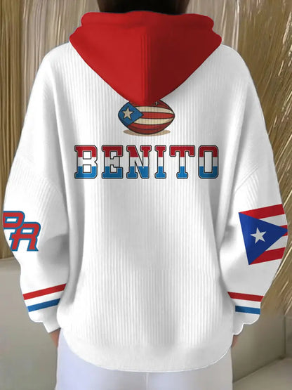 Women’s Bunny Football Music Lover Printed Hoodie