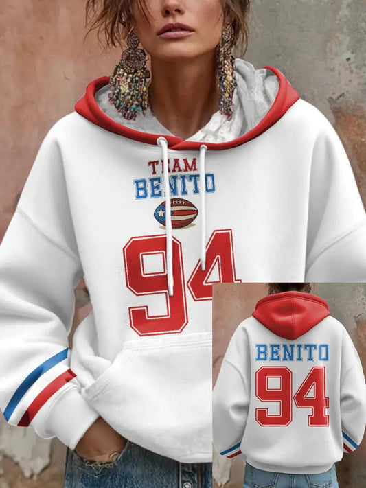 Women’s Bunny Football Music Lover Printed Hoodie White / S