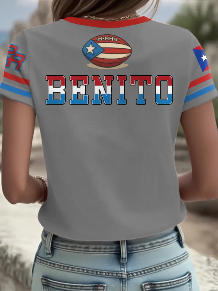 Women’s Bunny Football Music Lover Printed T-shirt