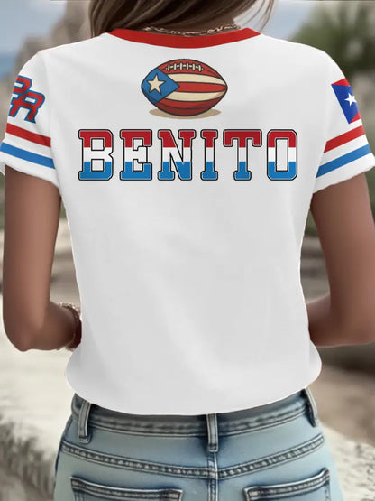 Women’s Bunny Football Music Lover Printed T-shirt