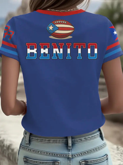 Women’s Bunny Football Music Lover Printed T-shirt