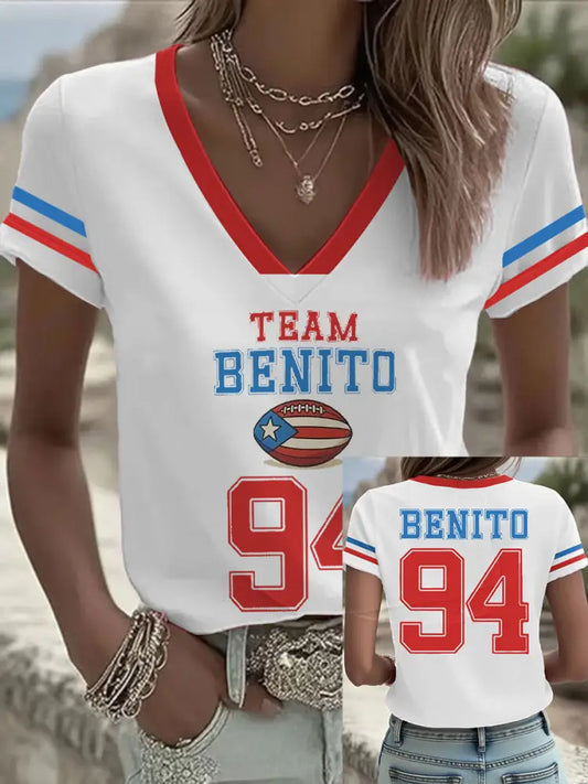 Women’s Bunny Football Music Lover Printed T-shirt White / S