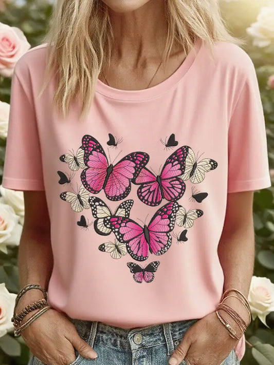 Women’s Butterflies T-Shirts Pink / S