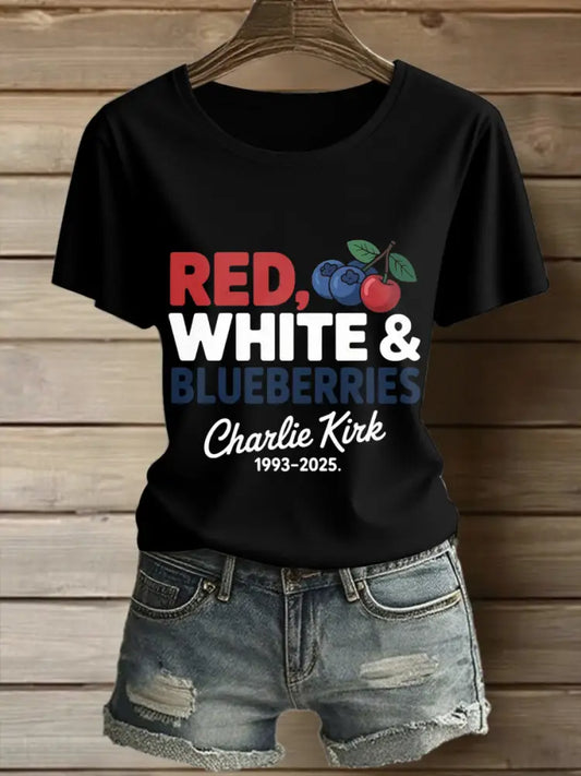 Women’s Charlie Kirk Printed Vintage Fashion Loose Short Sleeve T-Shirt Black / S