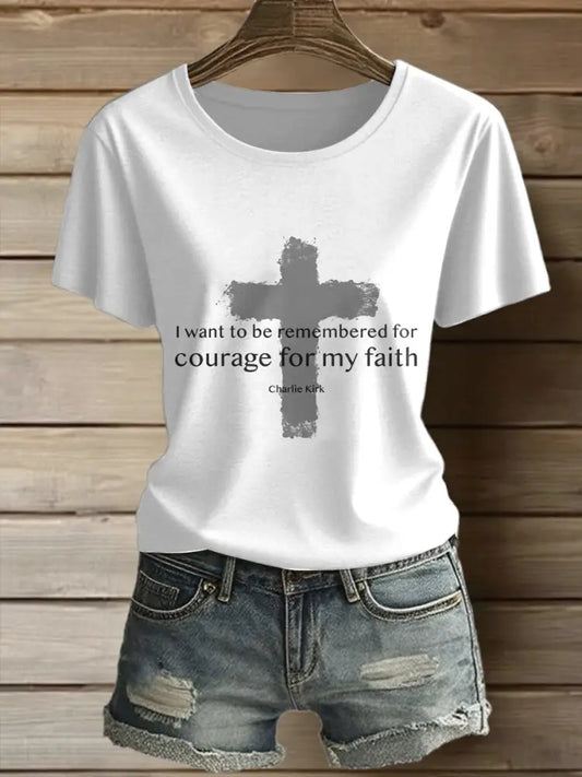 Women’s Charlie Kirk Printed Vintage Fashion Loose Short Sleeve T-Shirt White / S