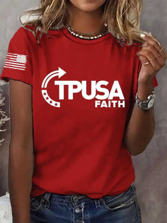 Women’s Charlie Kirk TPUSA FAITH Short Sleeve T-Shirt Red / S