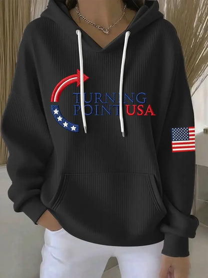 Women’s Charlie Kirk Turning Point USA Trump Commemorative Hoodie Black / S
