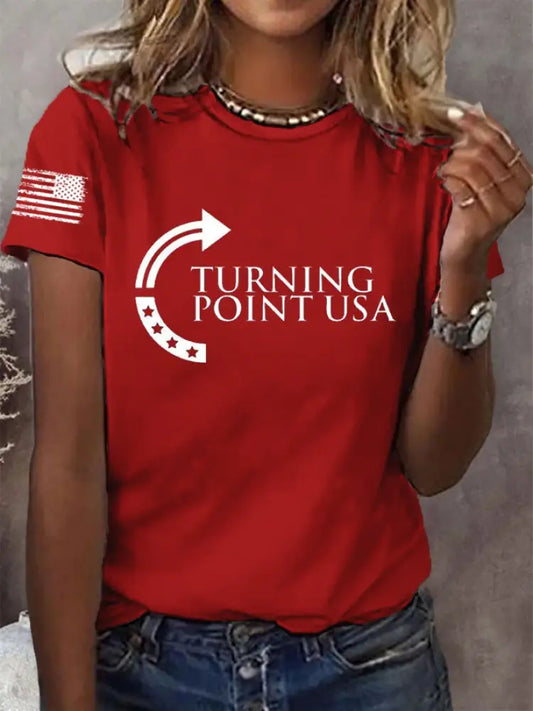 Women’s Charlie Kirk Turning Point USA Trump Commemorative T-Shirt Red / S