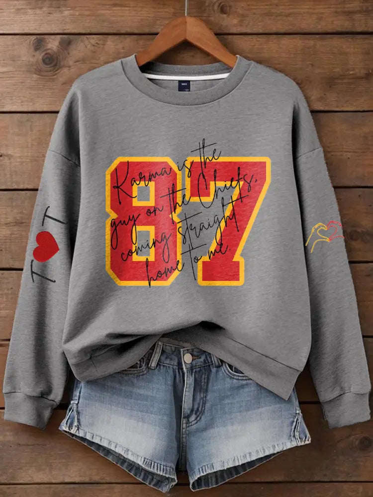 Women’s Chiefs 8789 Diva Engaged Era Printed Sweatshirt Light Gray / S