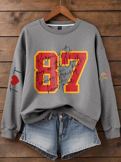 Women’s Chiefs 8789 Diva Engaged Era Printed Sweatshirt Light Gray / S