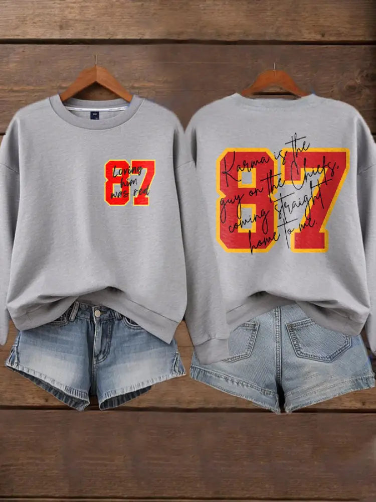 Women’s Chiefs 8789 Diva Engaged Era Printed Sweatshirt Light Gray / S